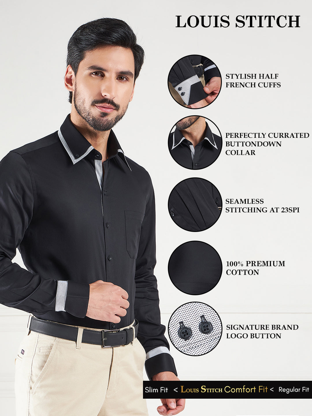 Regular Fit Solid Black Shirt For Men