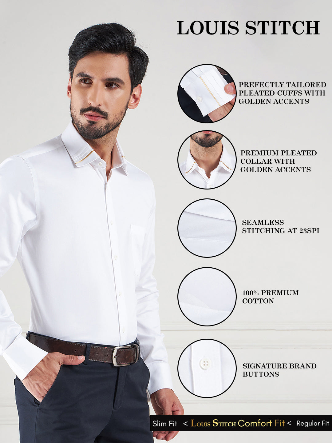 Regular Fit Solid White Shirt For Men