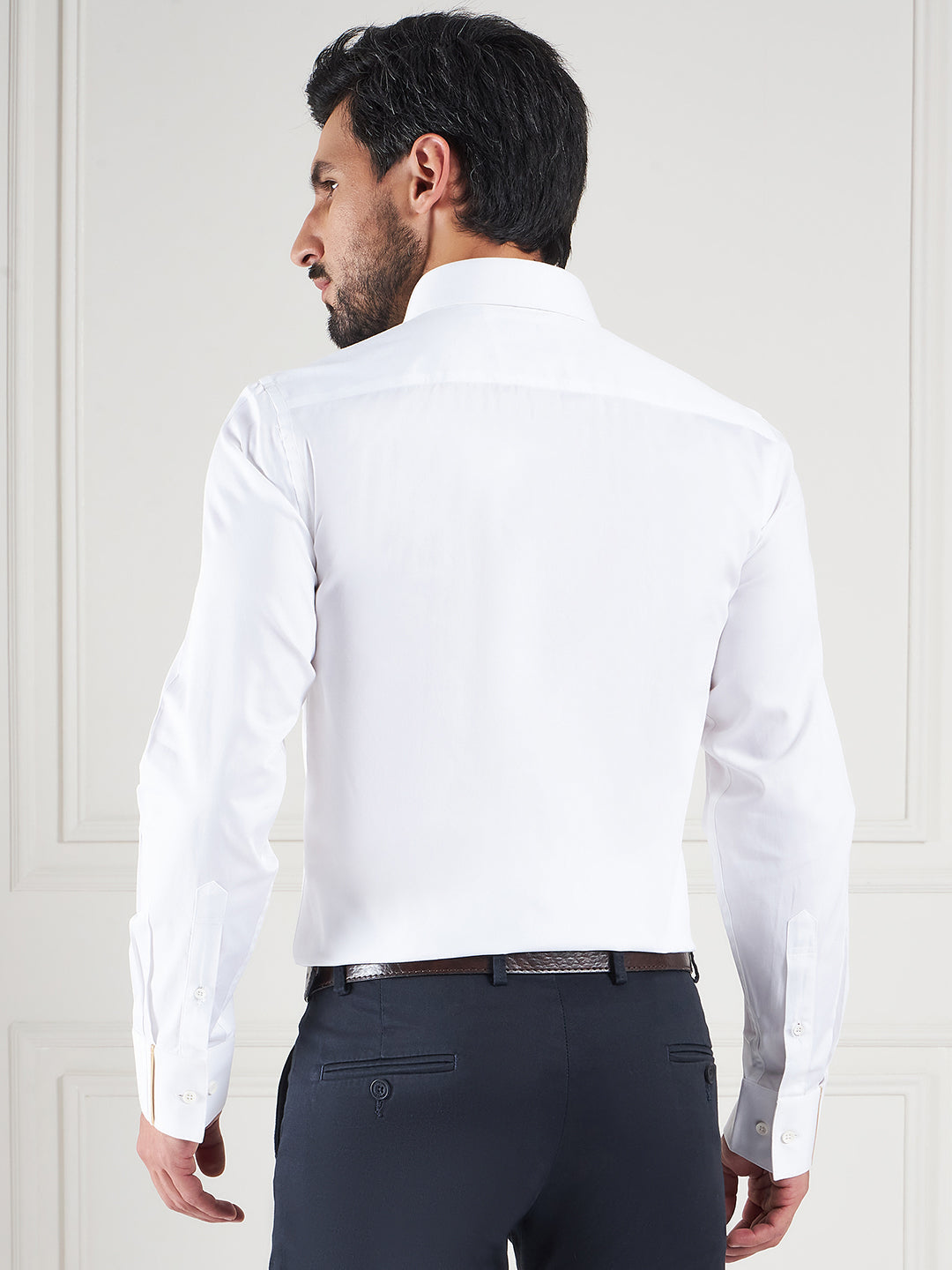 Regular Fit Solid White Shirt For Men