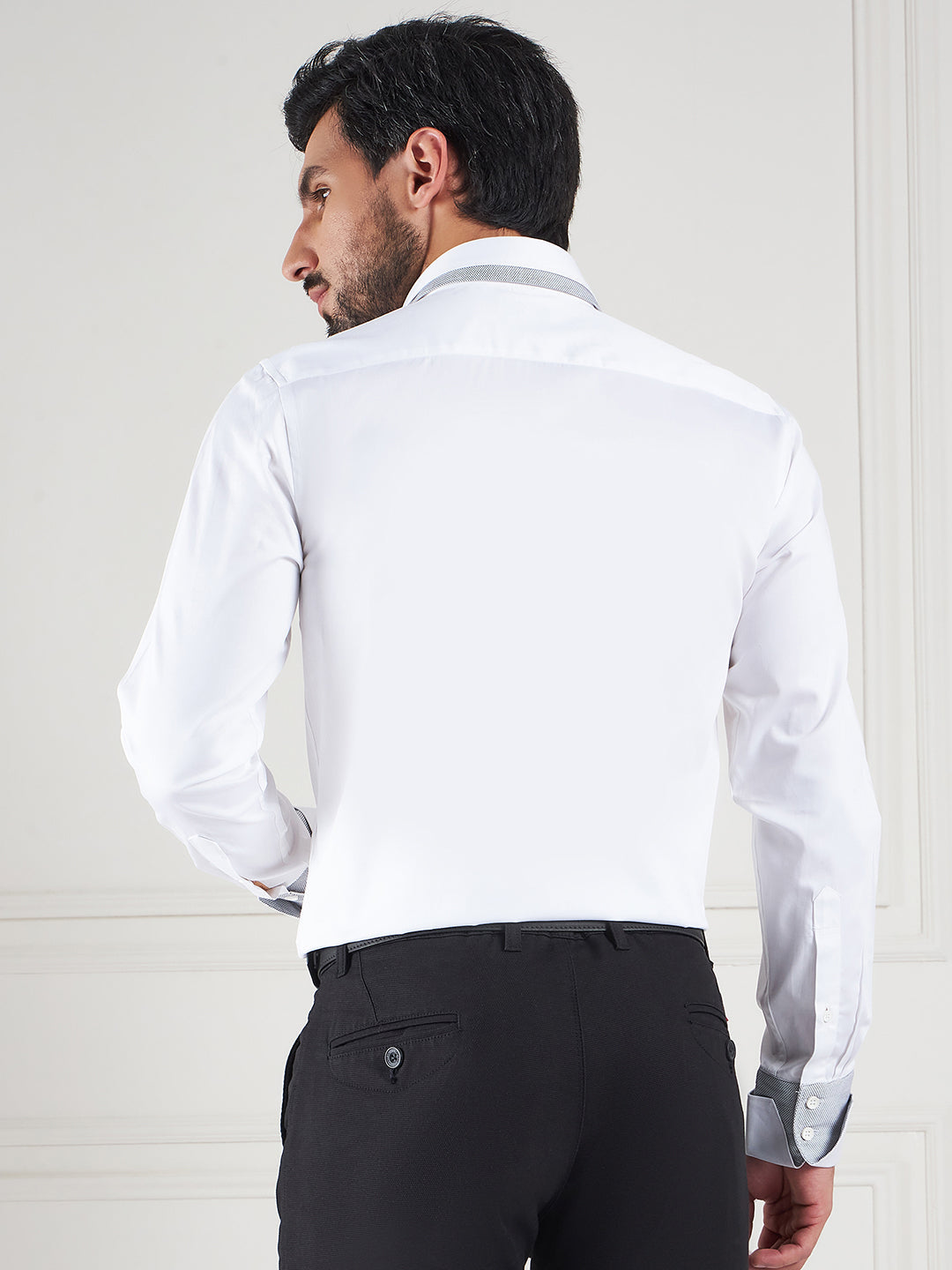 Regular Fit Solid White Shirt For Men
