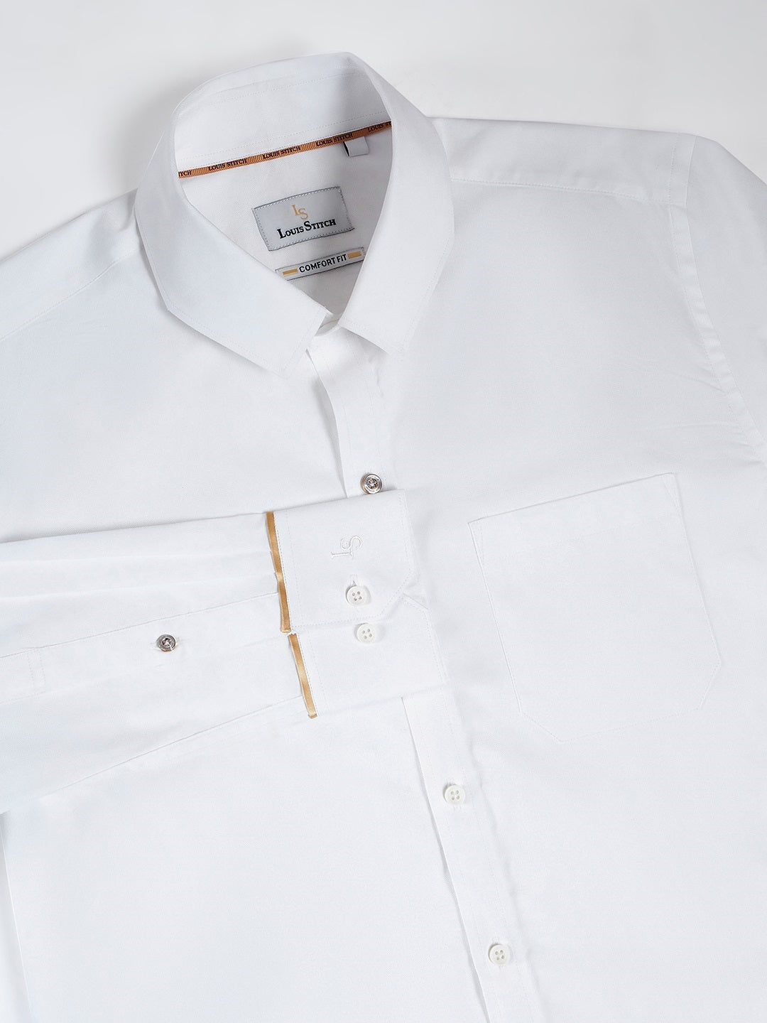 Regular Fit Solid White Shirt For Men