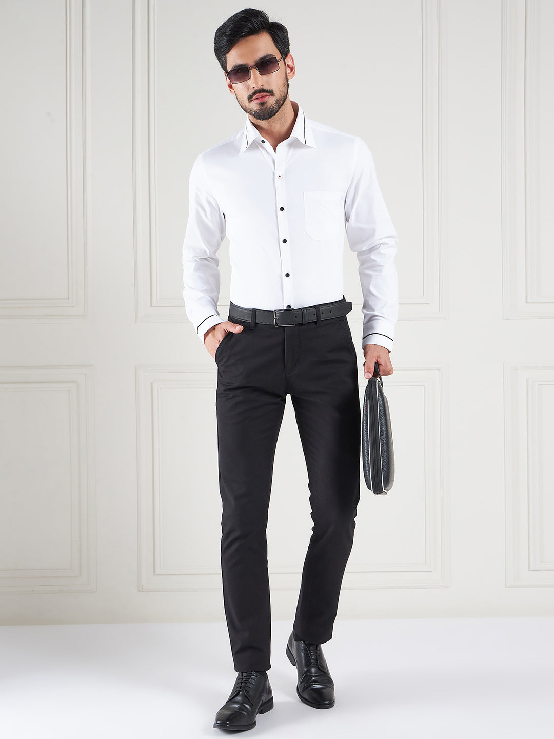 Regular Fit Solid White Shirt For Men