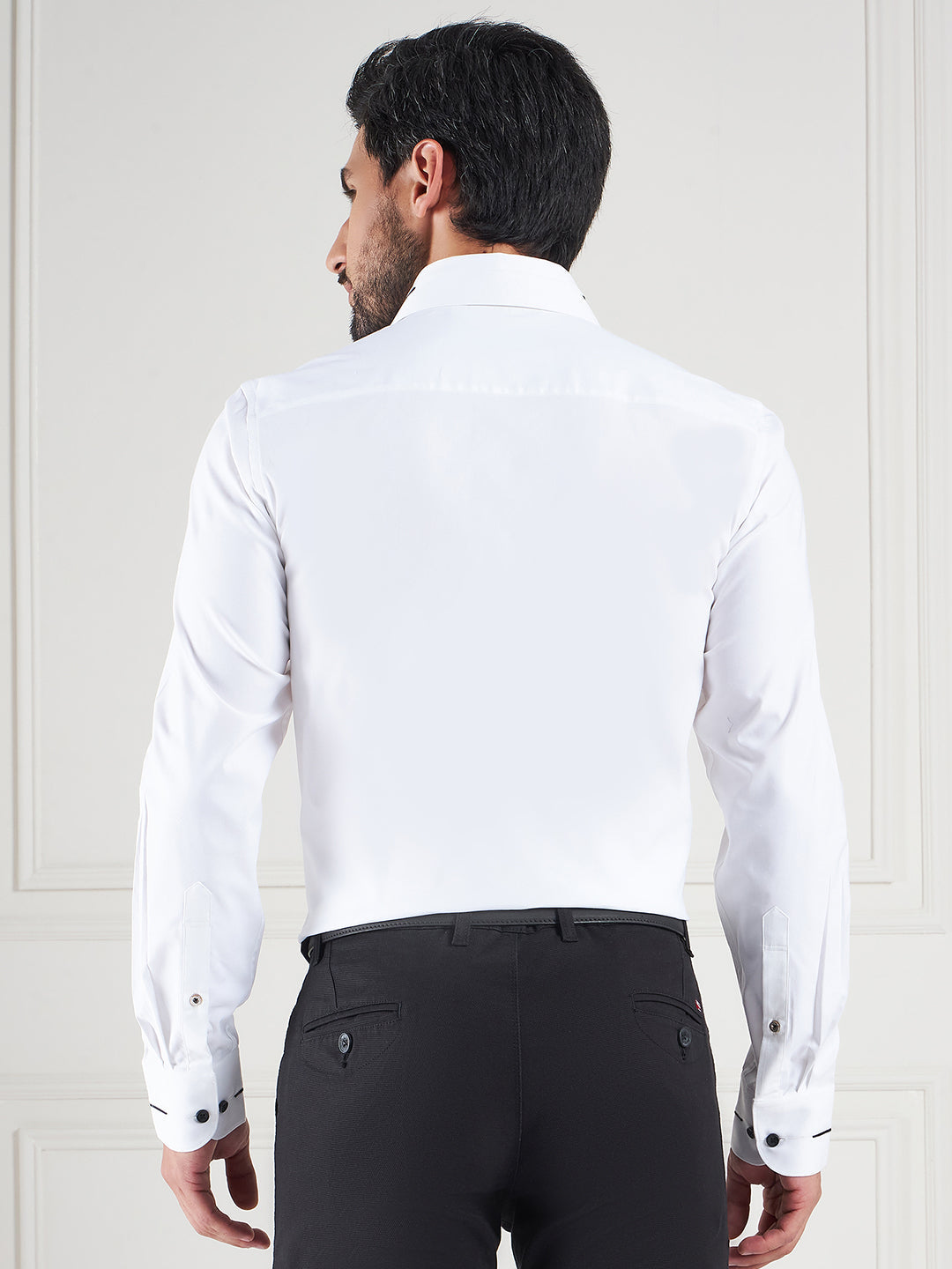 Regular Fit Solid White Shirt For Men