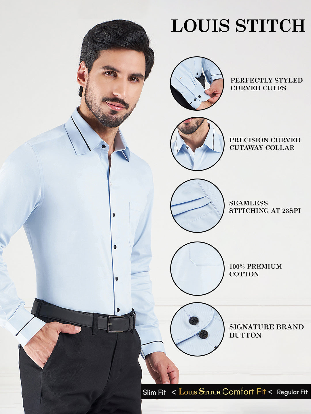 Regular Fit Solid Blue Shirt For Men