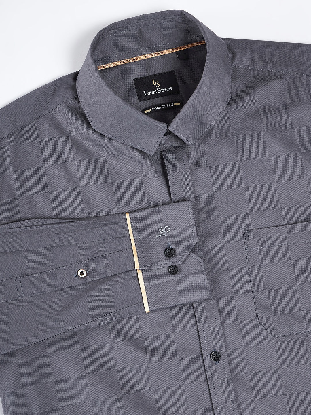 Regular Fit Solid Grey Shirt For Men