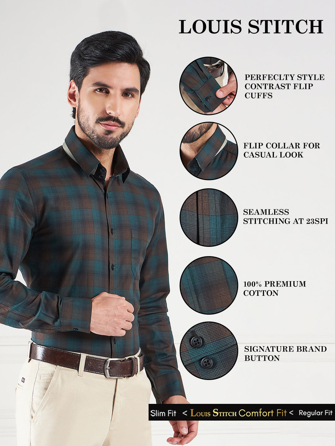 Regular Fit Multi Stripes Green Shirt For Men