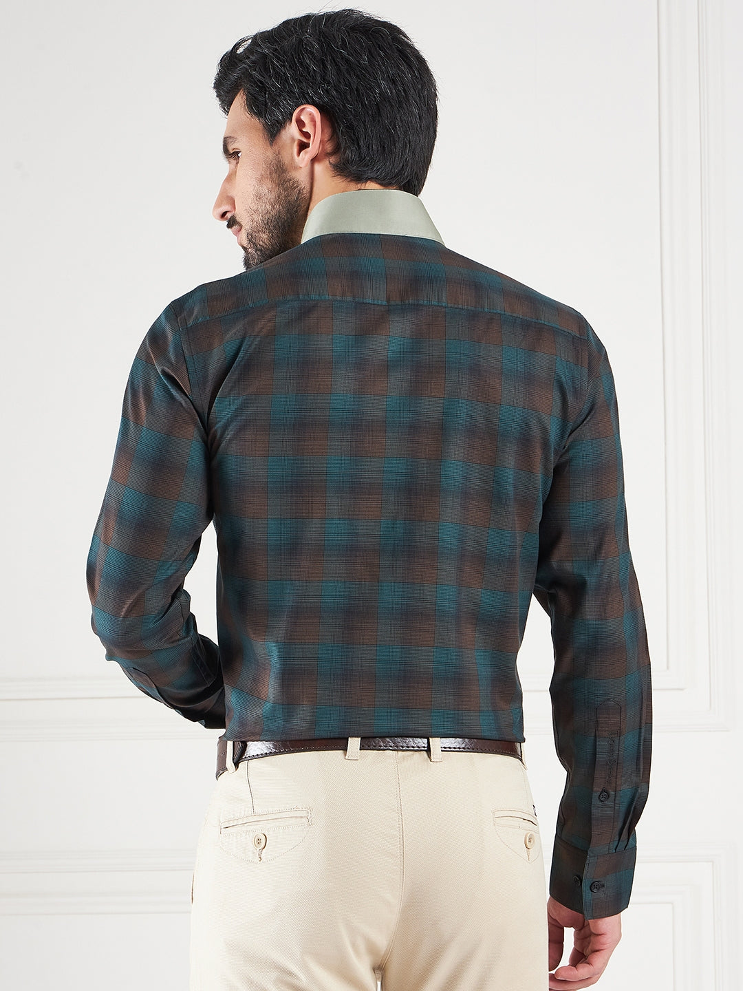 Regular Fit Multi Stripes Green Shirt For Men