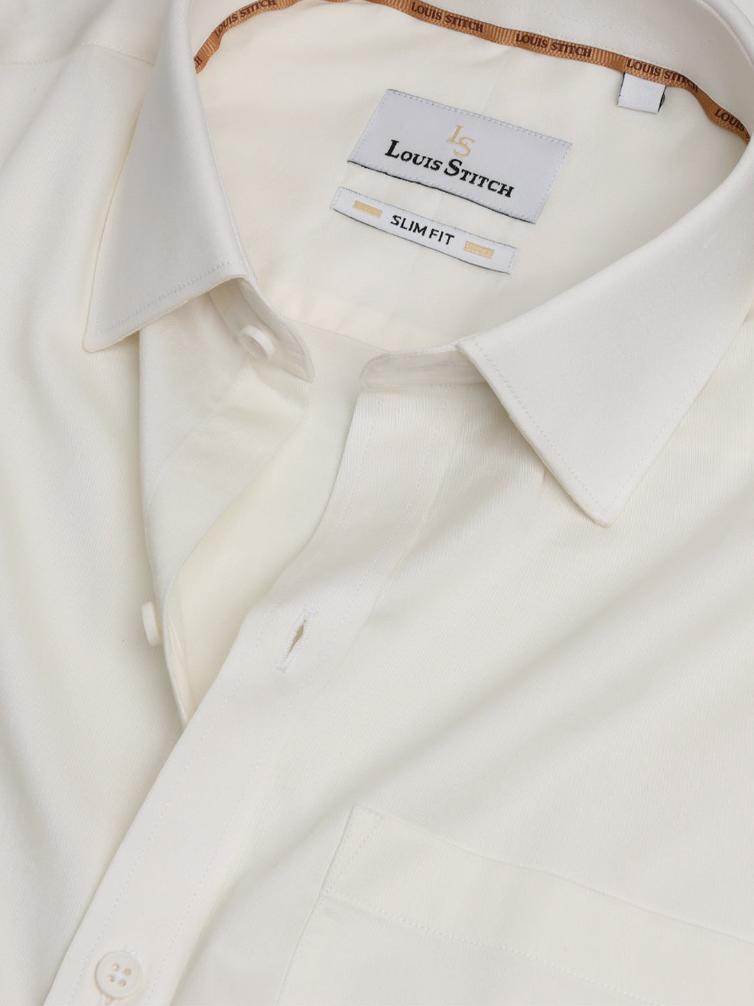 Men's Slim Fit Solid Ivory Formal Shirt