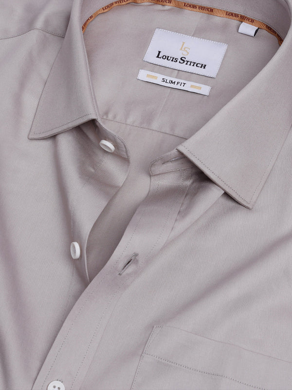 Men's Slim Fit Solid Grey Formal Shirt