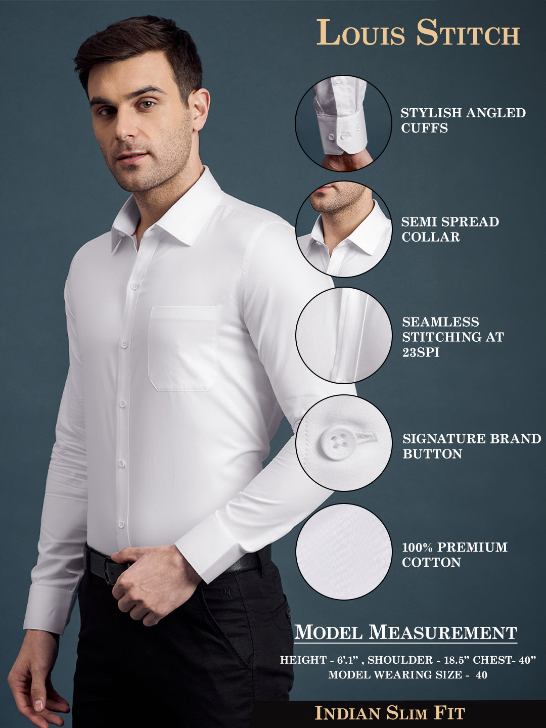 Men's Slim Fit Solid White Formal Shirt