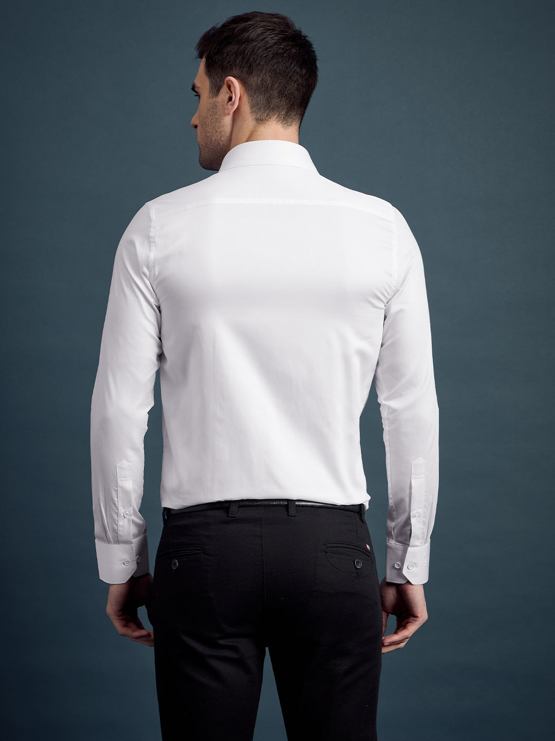Men's Slim Fit Solid White Formal Shirt