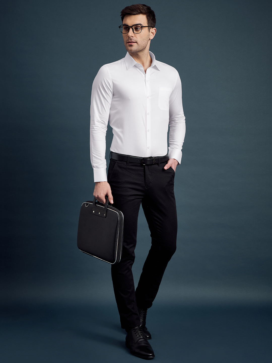 Men's Slim Fit Solid White Formal Shirt