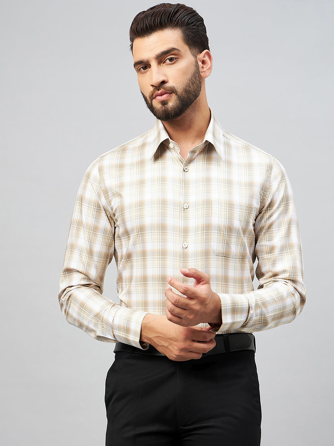 Regular Fit Formal Shirts For Men Perfectly Handfinished Collar & Cuffs