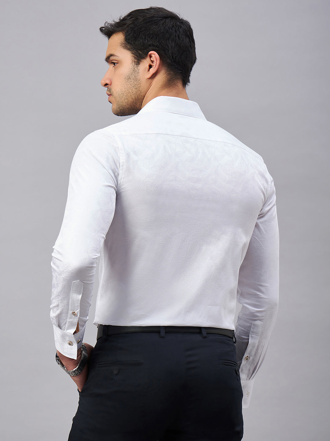 Regular Fit Cuban Collar Floral White Shirt For Men