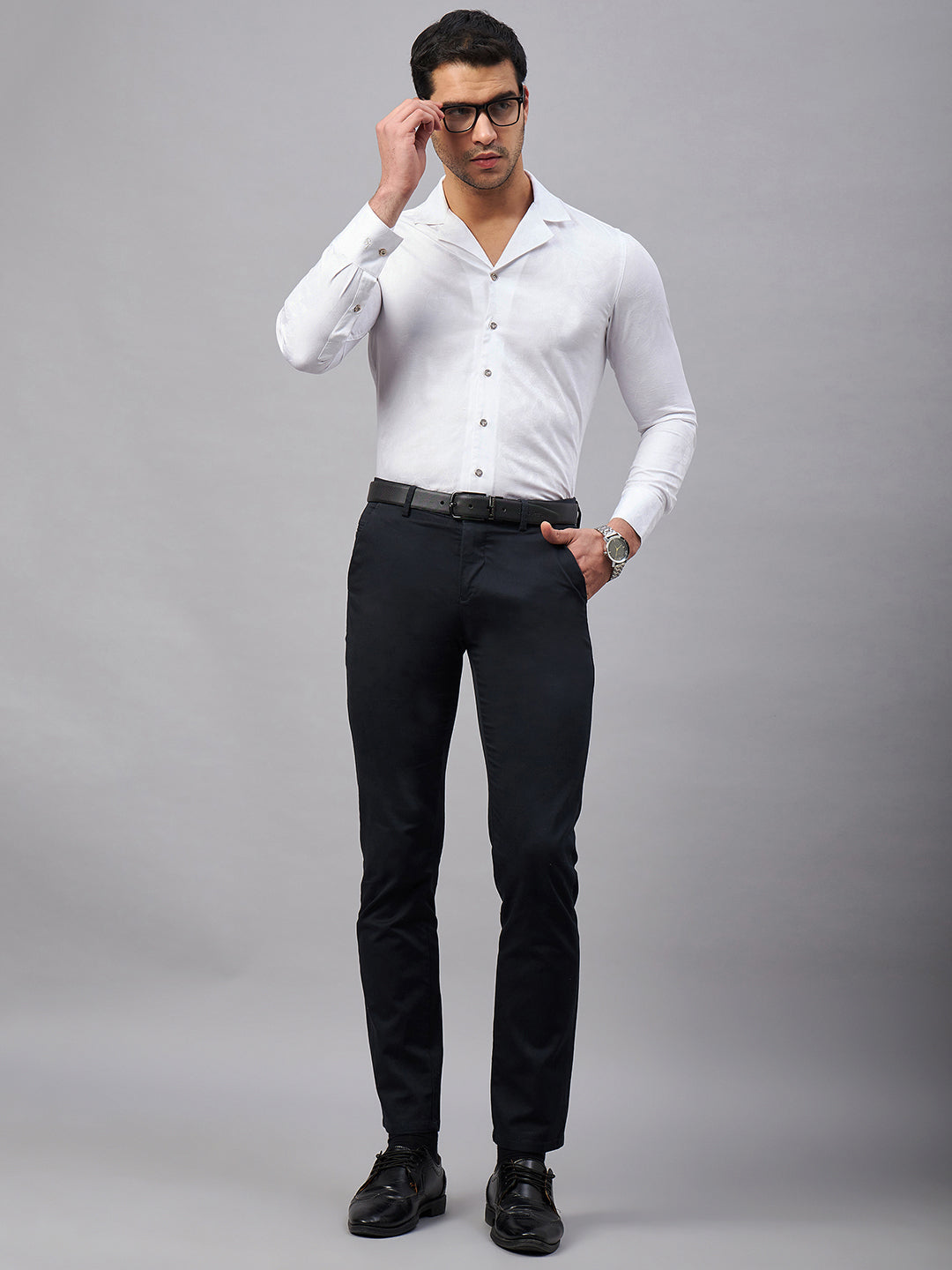 Regular Fit Cuban Collar Floral White Shirt For Men