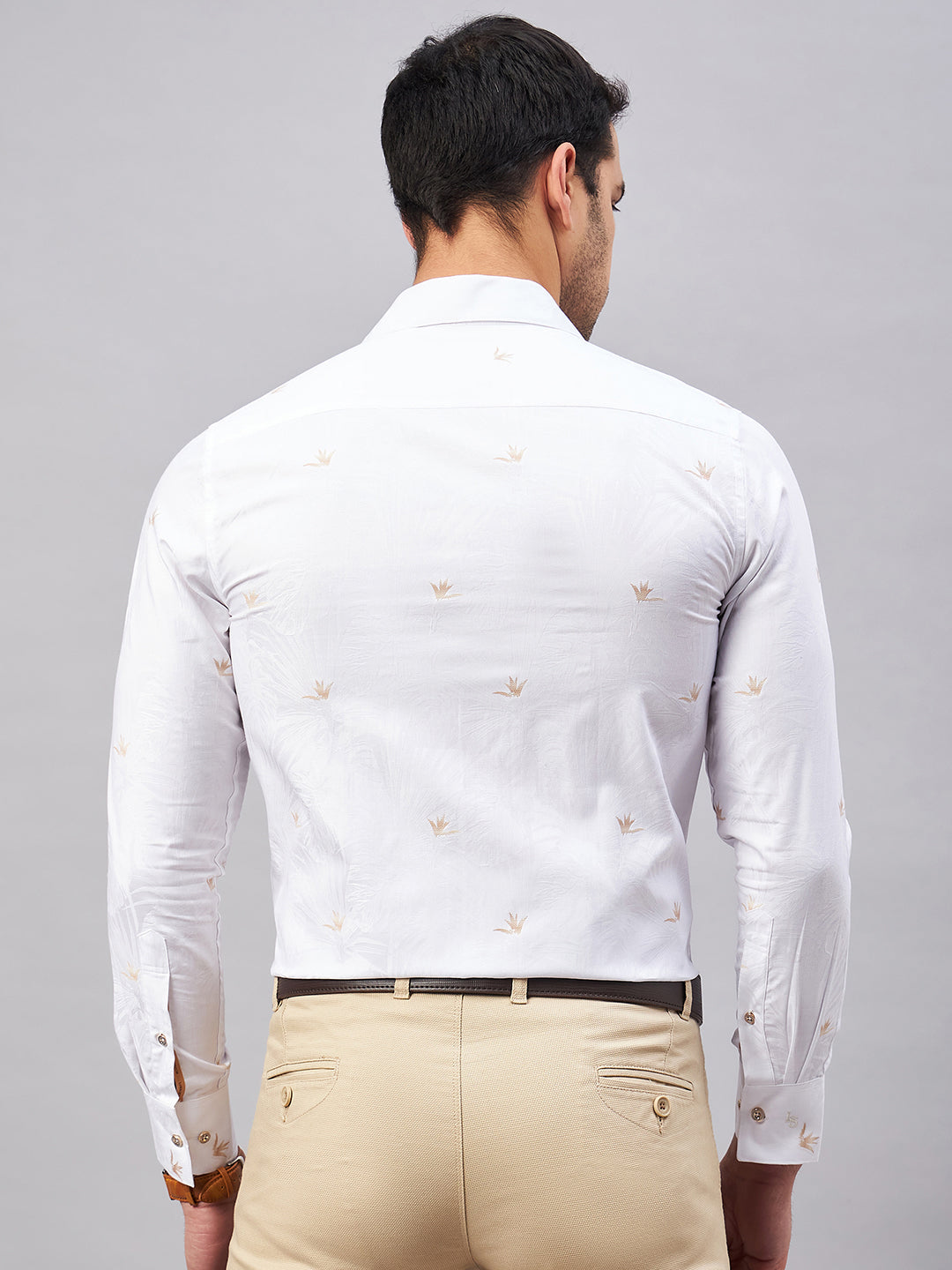 Regular Fit Cuban Collar Graphic White Shirt For Men