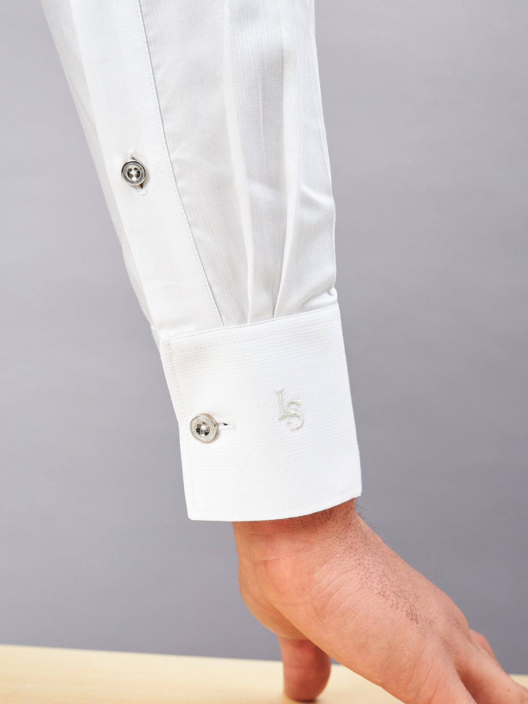 Regular Fit Cuban Collar Geometric White Shirt For Men