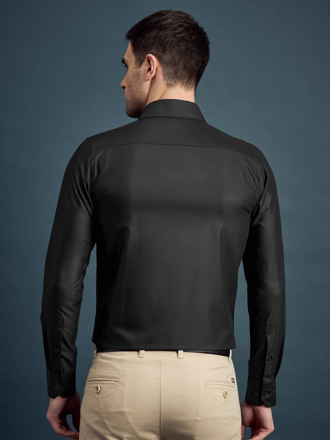 Men's Slim Fit Solid Black Formal Shirt