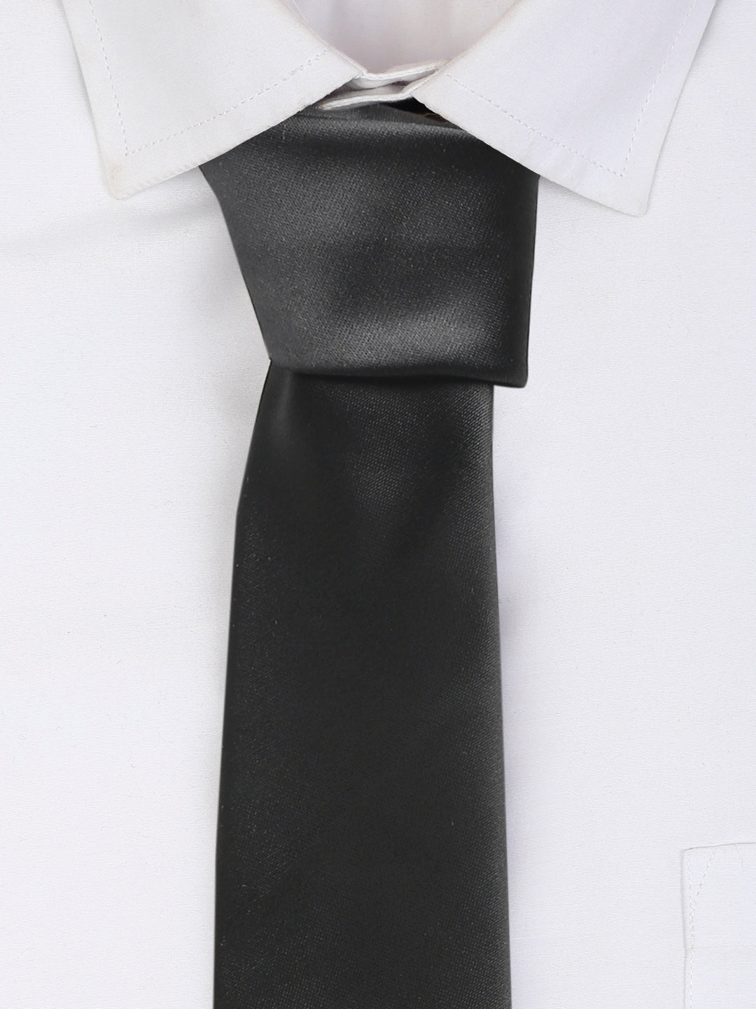 Black Luxury Italian Silk Necktie Set With Pocket Square Cufflinks Brooch Chrome Tie pin