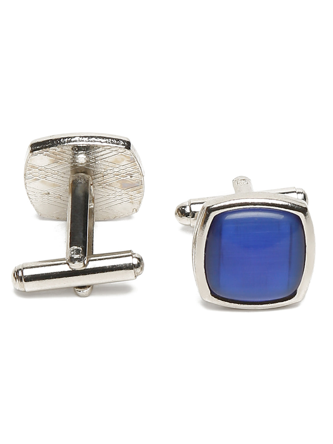 Blue Luxury Italian Silk Necktie Set With Pocket Square Cufflinks Brooch Chrome Tie pin