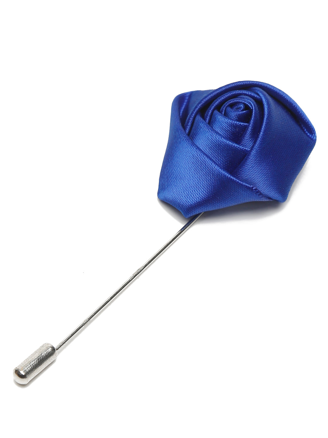 Blue Luxury Italian Silk Necktie Set With Pocket Square Cufflinks Brooch Chrome Tie pin
