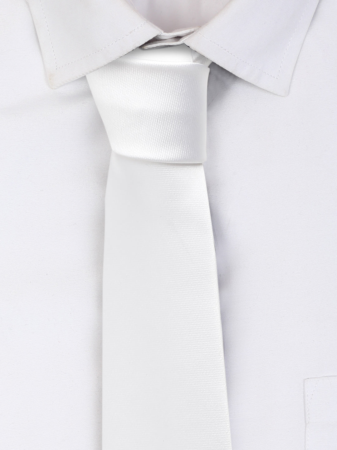 White Luxury Italian Silk Necktie Set With Pocket Square Cufflinks Brooch Chrome Tie pin