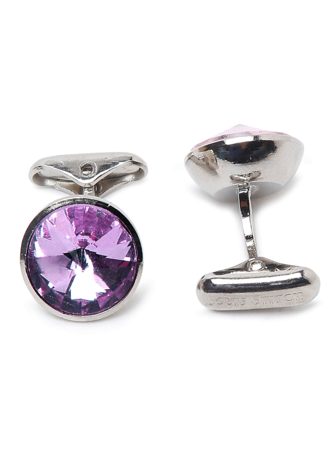 Heliotrope Purple Luxury Italian Silk Necktie Set With Pocket Square Cufflinks Brooch Chrome Tie pin