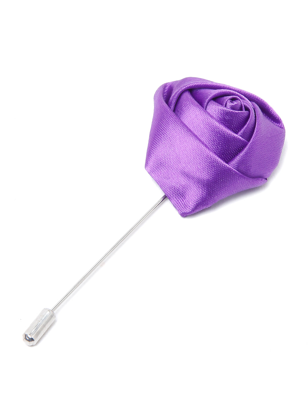 Heliotrope Purple Luxury Italian Silk Necktie Set With Pocket Square Cufflinks Brooch Chrome Tie pin