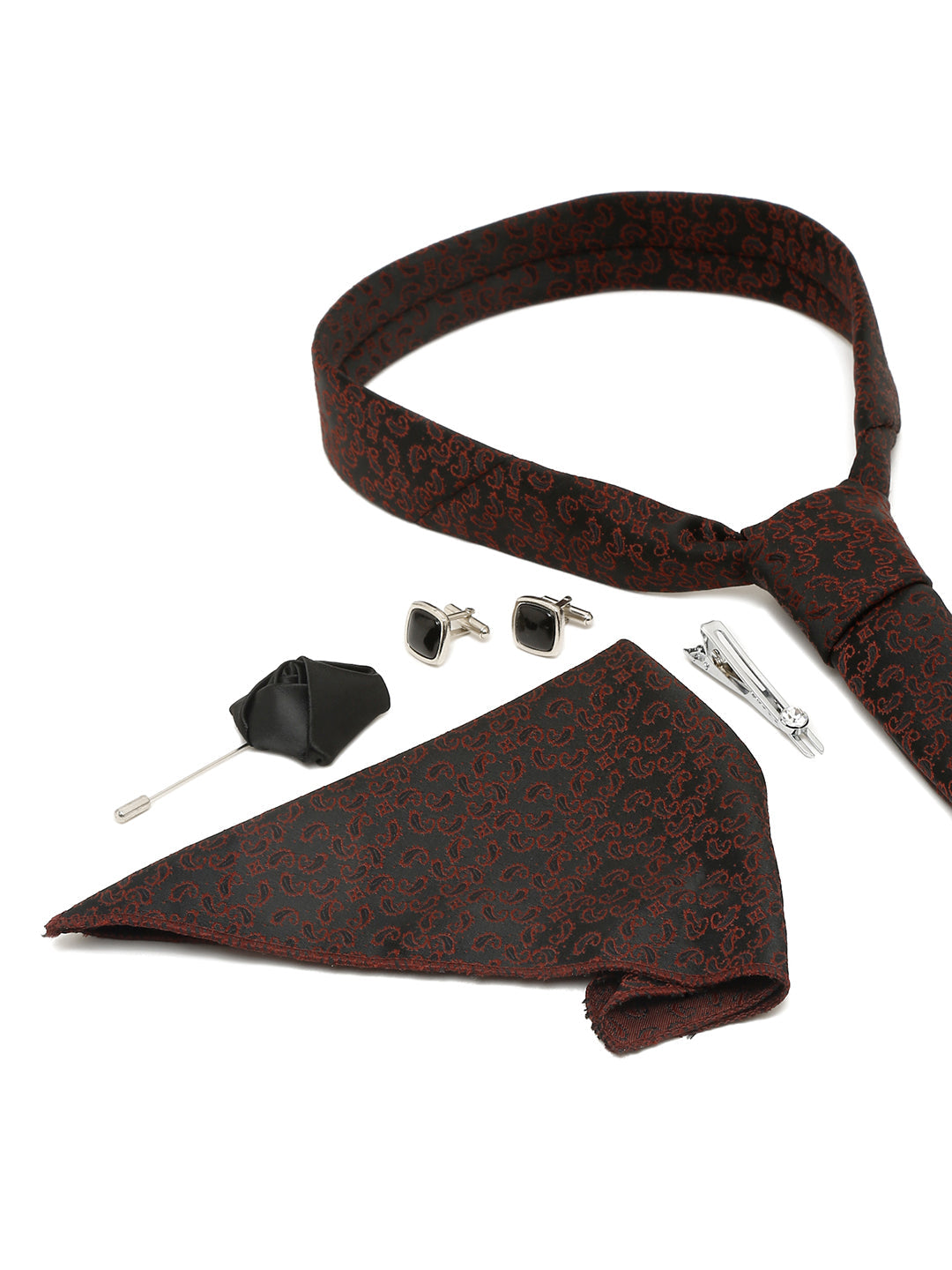 Admiral Black Luxury Italian Silk Necktie Set