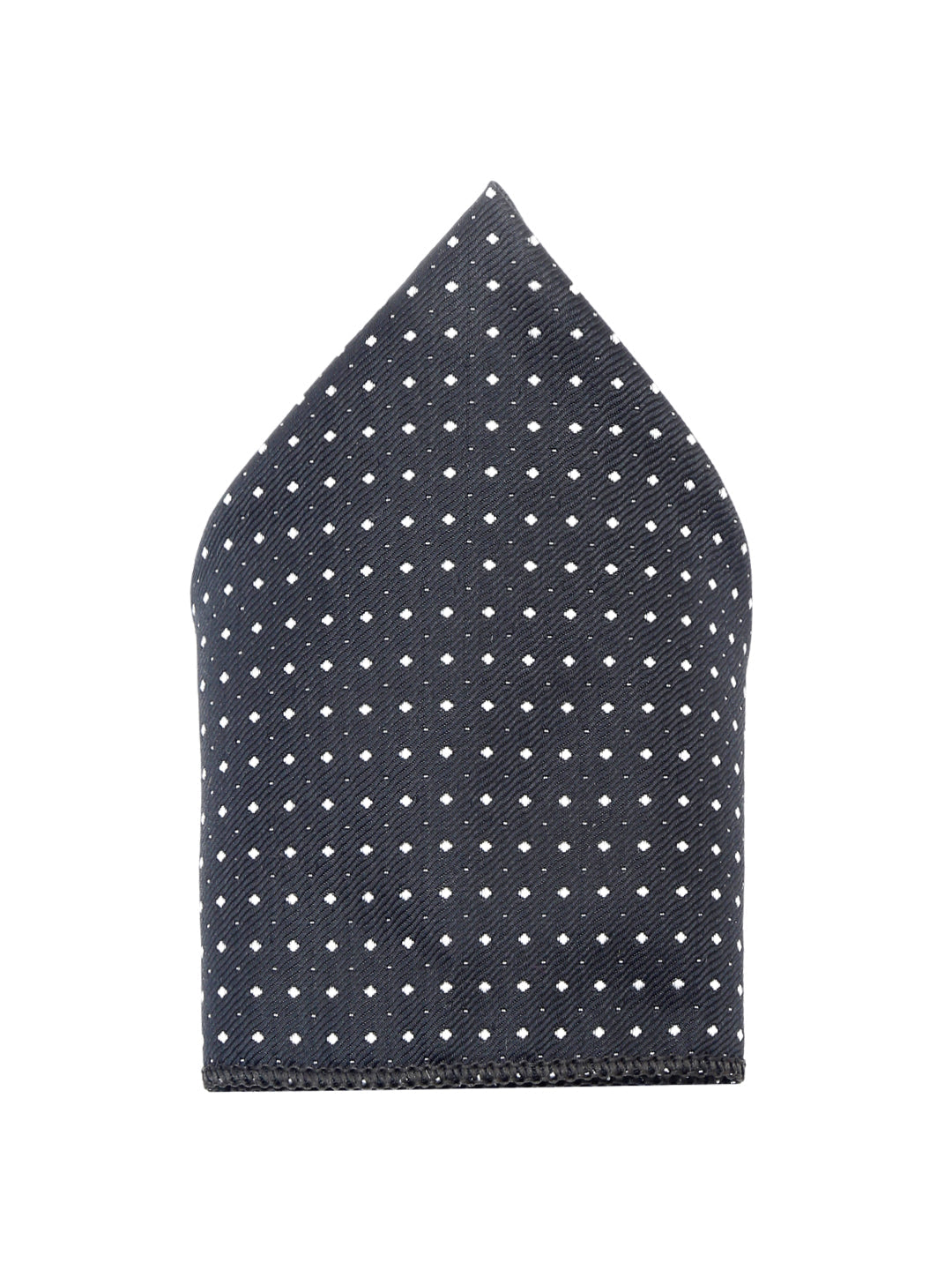 Polka Black Luxury Italian Silk Necktie Set With Pocket Square Cufflinks Brooch Chrome Tie pin