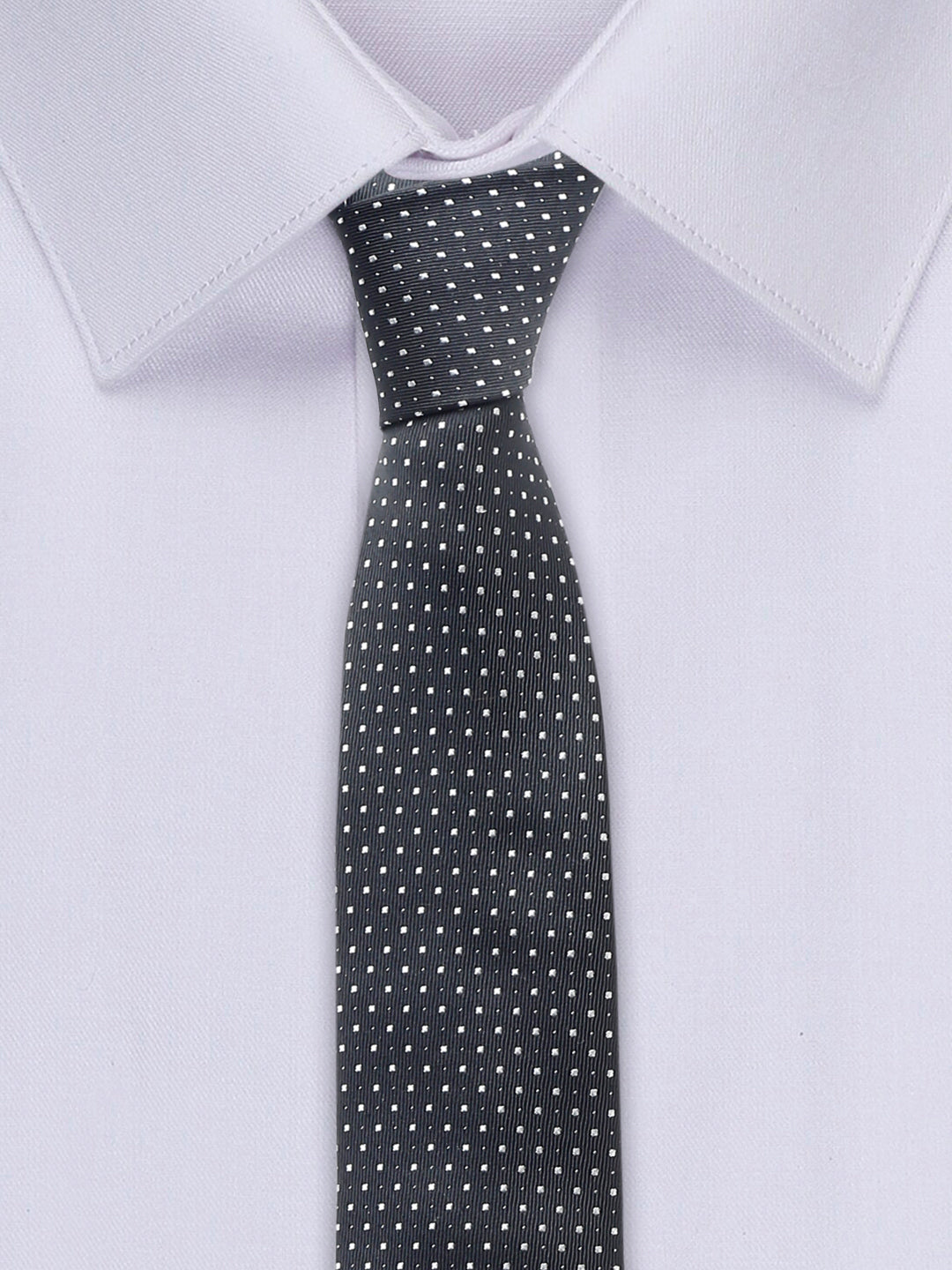 Polka Black Luxury Italian Silk Necktie Set With Pocket Square Cufflinks Brooch Chrome Tie pin
