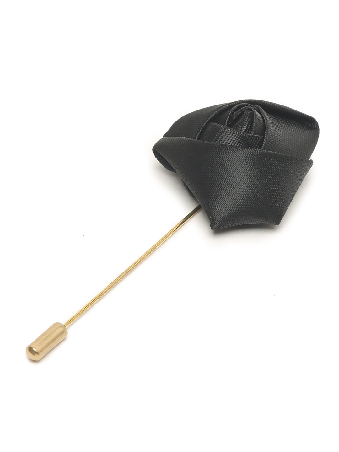 Midnight Black Luxury Italian Silk Necktie Set With Pocket Square Cufflinks Brooch Gold Tie pin