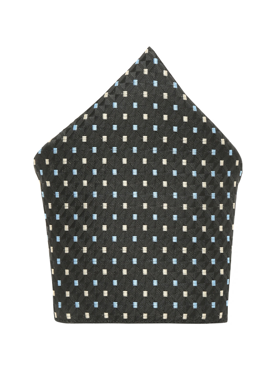 Polkia Dotted Black Luxury Italian Silk Necktie Set With Pocket Square Cufflinks Brooch Chrome Tie pin