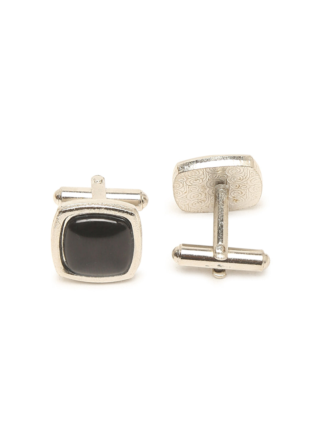 Polkia Dotted Black Luxury Italian Silk Necktie Set With Pocket Square Cufflinks Brooch Chrome Tie pin