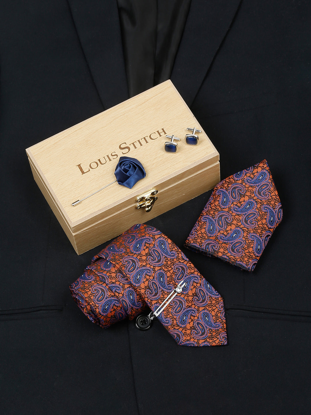 Admiral Brown Luxury Italian Silk Necktie Set