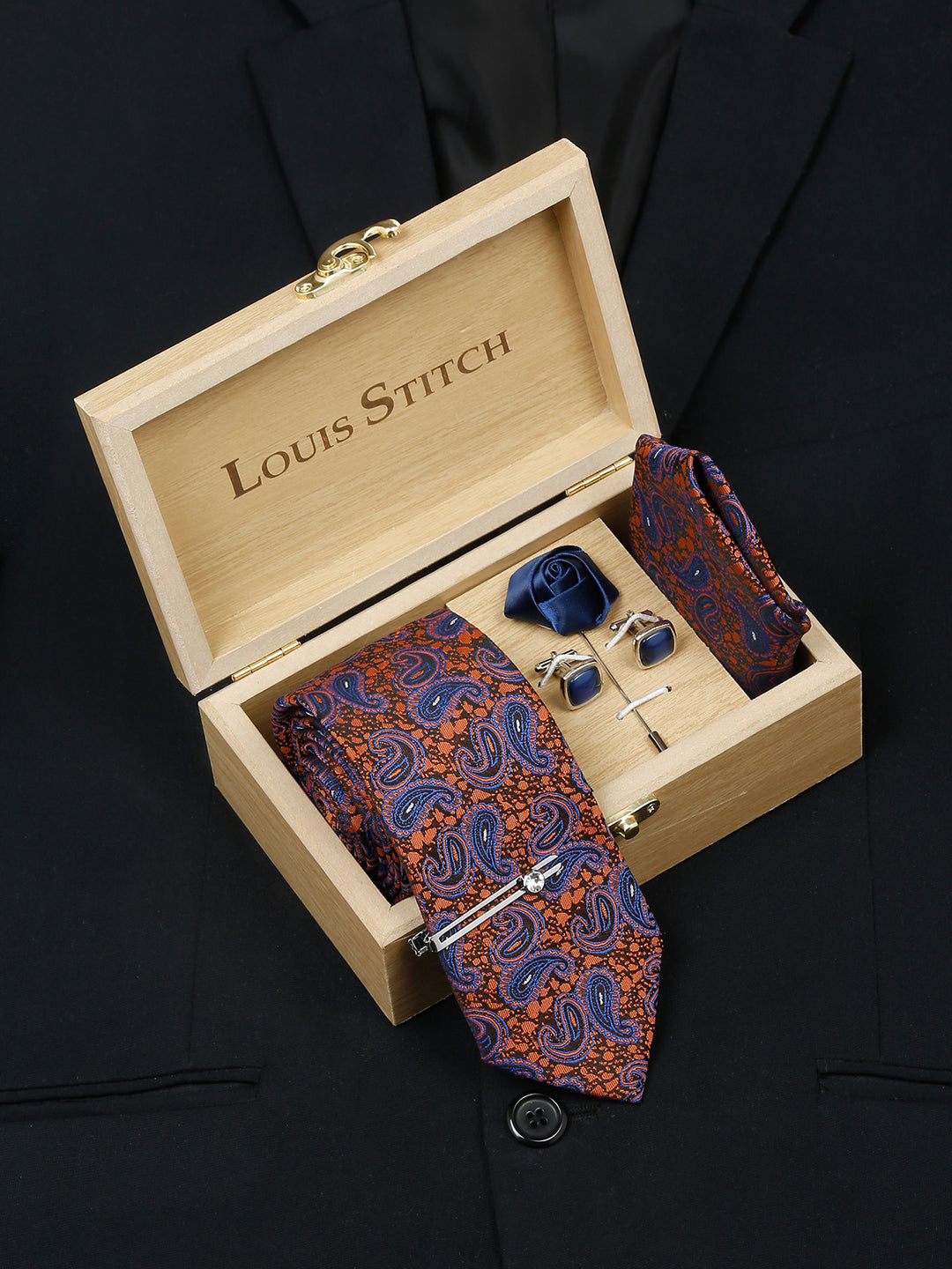 Admiral Brown Luxury Italian Silk Necktie Set