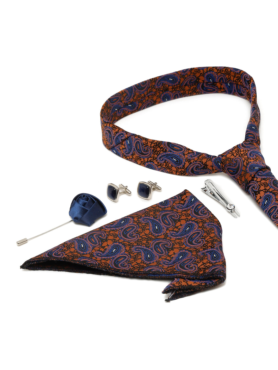Admiral Brown Luxury Italian Silk Necktie Set