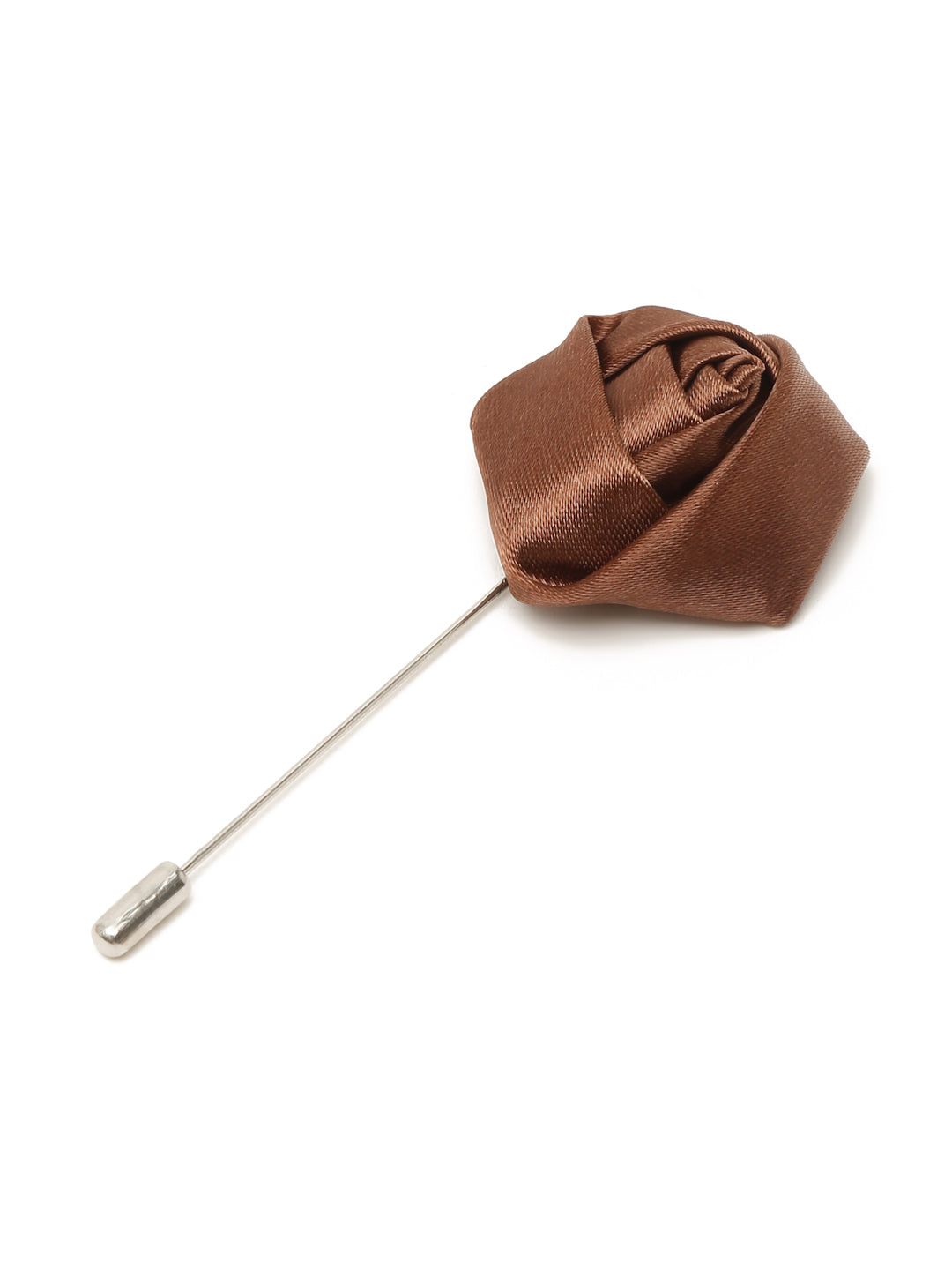 Coffee Brown Luxury Italian Silk Necktie Set With Pocket Square Cufflinks Brooch Chrome Tie pin