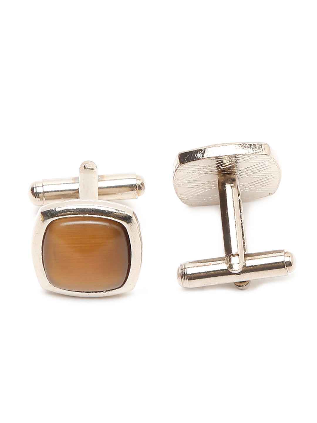 Van Dyke Brown Italian Silk Necktie Set Pocket Square Golden Tiepin cufflinks and Brooch