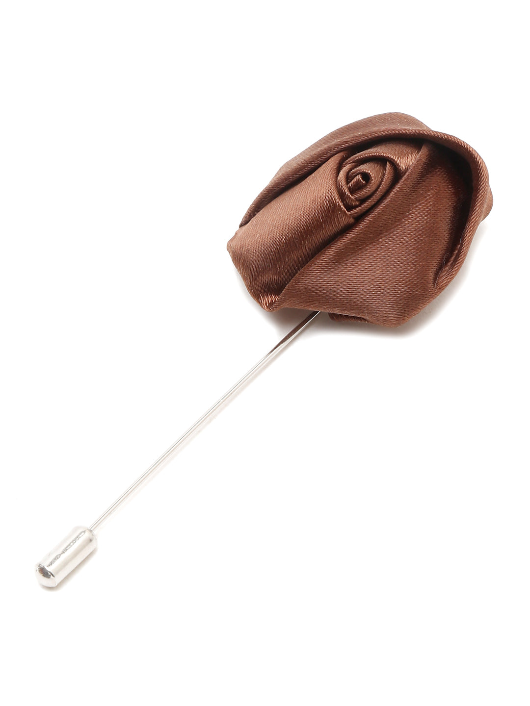 Van Dyke Brown Italian Silk Necktie Set Pocket Square Golden Tiepin cufflinks and Brooch