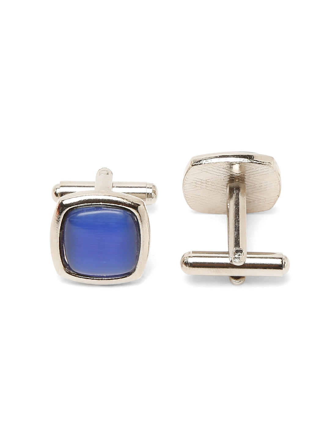 Blue Dotted Pattern Luxury Italian Silk Necktie Set With Pocket Square Cufflinks Brooch Chrome Tie pin