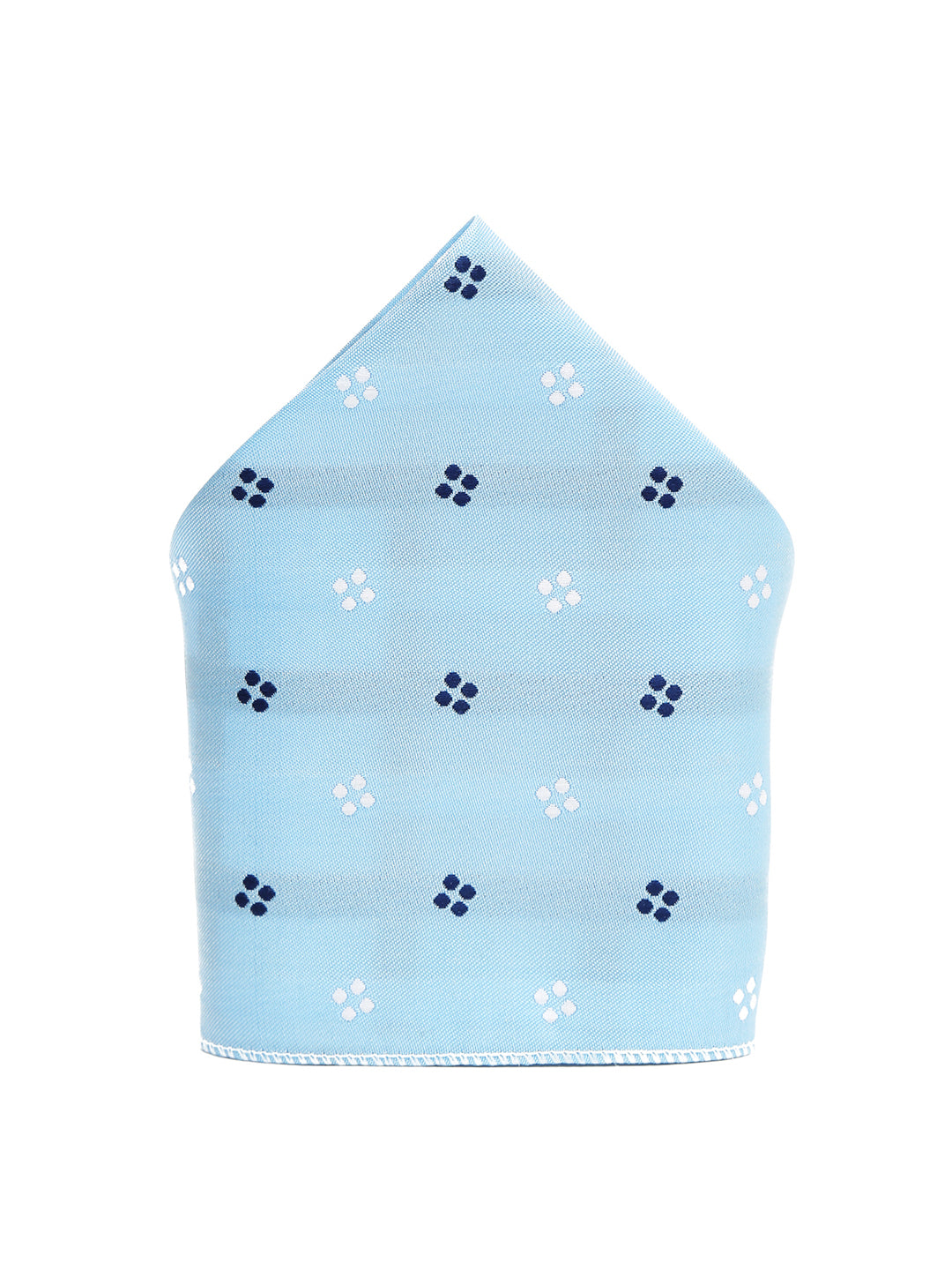 Light Printed Blue Luxury Italian Silk Necktie Set With Pocket Square Cufflinks Brooch Chrome Tie pin