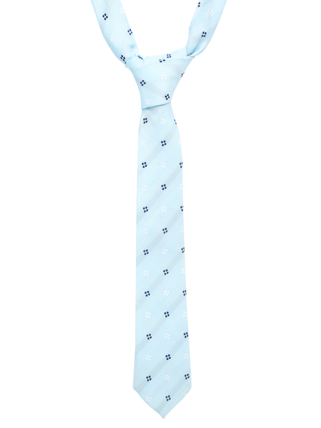 Light Printed Blue Luxury Italian Silk Necktie Set With Pocket Square Cufflinks Brooch Chrome Tie pin