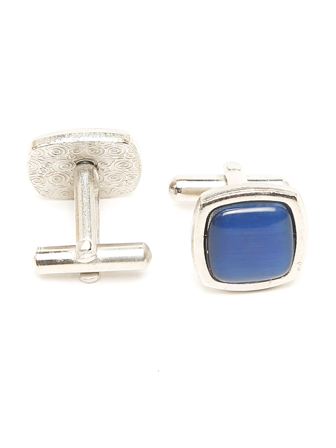 Polka Dot Blue Luxury Italian Silk Necktie Set With Pocket Square Cufflinks Brooch Chrome Tie pin
