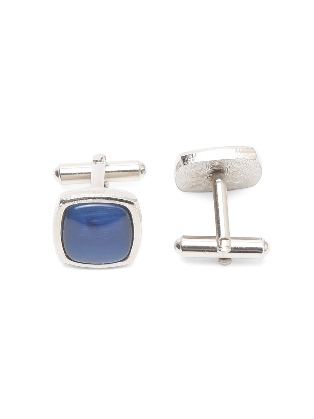 Denim Blue Luxury Italian Silk Necktie Set With Pocket Square Cufflinks Brooch Gold Tie pin