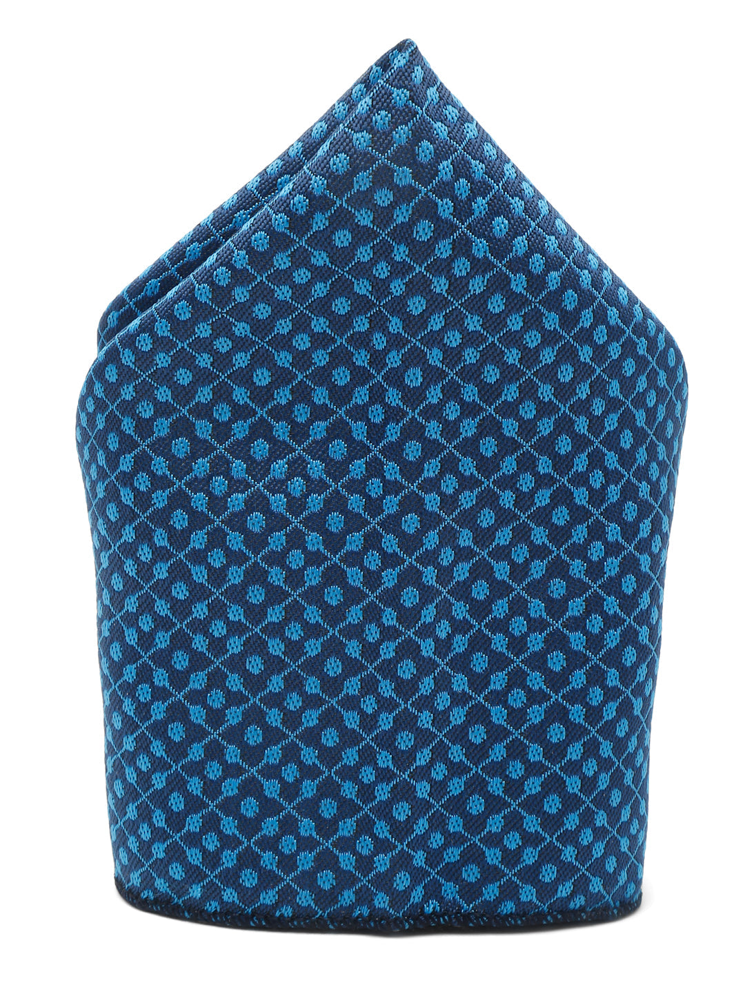 Polka Dotted Blue Luxury Italian Silk Necktie Set With Pocket Square Cufflinks Brooch Gold Tie pin