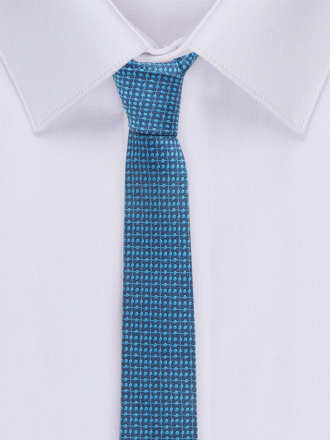 Polka Dotted Blue Luxury Italian Silk Necktie Set With Pocket Square Cufflinks Brooch Gold Tie pin