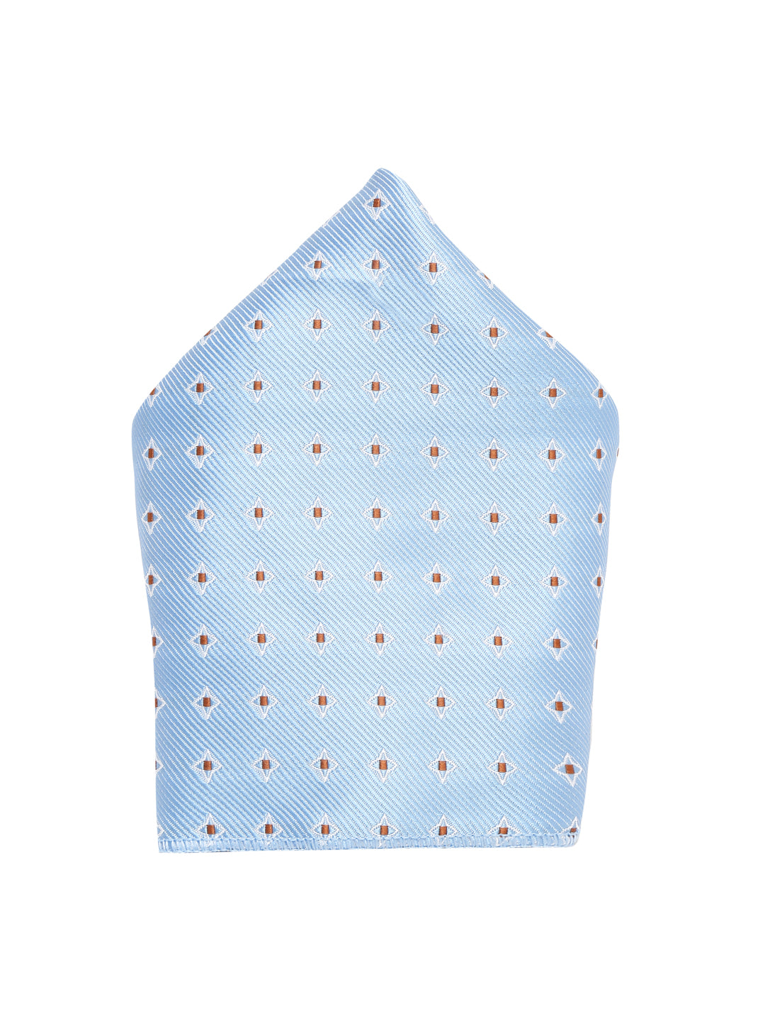 Baby Blue Luxury Italian Silk Necktie Set With Pocket Square Cufflinks Brooch Chrome Tie pin