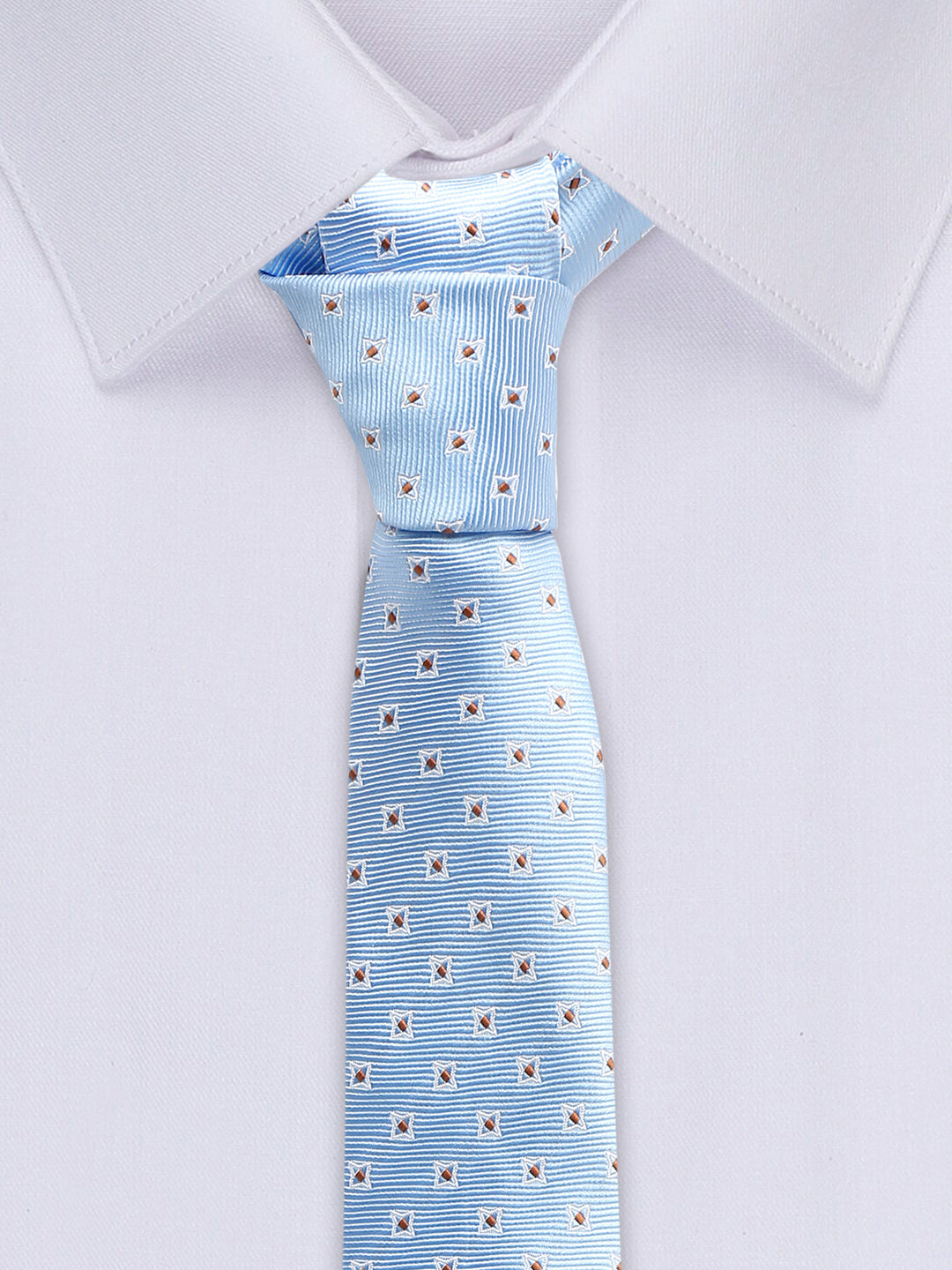Baby Blue Luxury Italian Silk Necktie Set With Pocket Square Cufflinks Brooch Chrome Tie pin