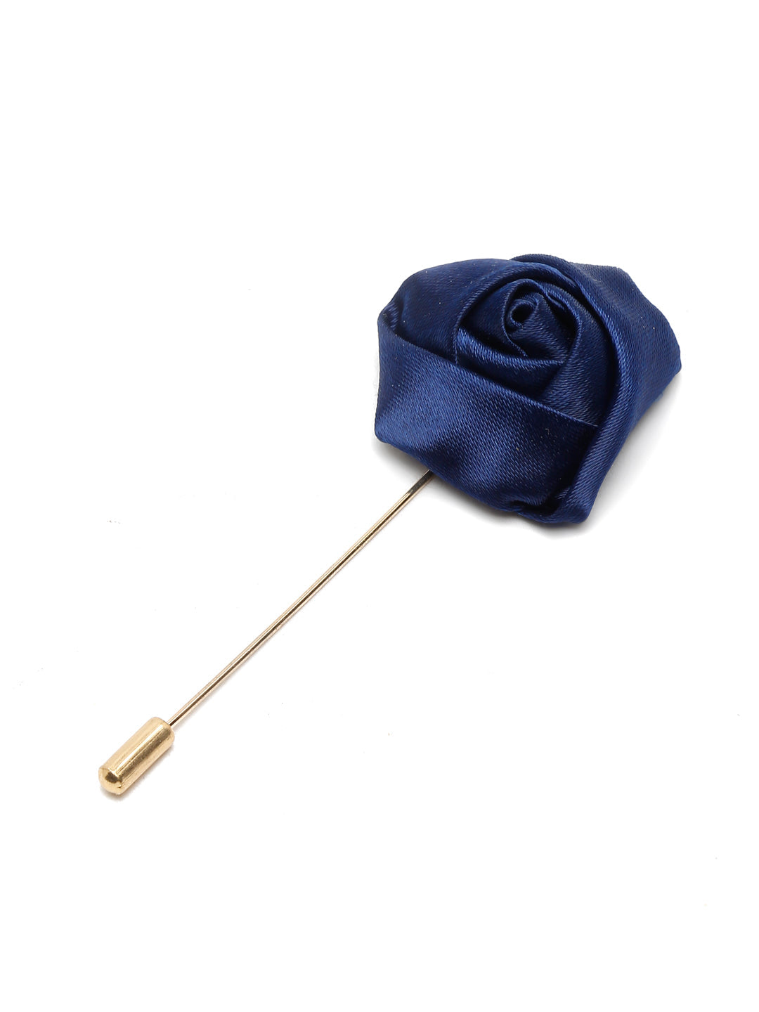Denim Blue Luxury Italian Silk Necktie Set With Pocket Square Cufflinks Brooch Gold Tie pin